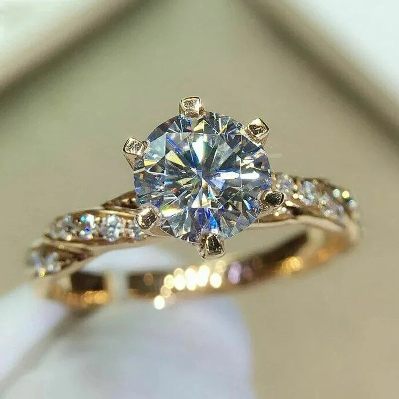 Classic Engagement Ring for Women Cubic Zirconia Proposal Jewelry with Multiple Sizes