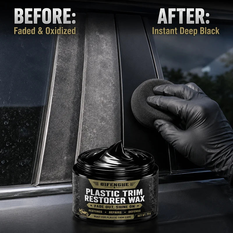 Car Plastic Trim & Bumper Restorer Wax - Scratch & Yellowing Protection