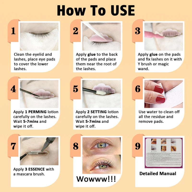 Lash Lift Eyelash Perming Kit with 8-12 Minutes Instant Curling & Lasts 6-8 Weeks
