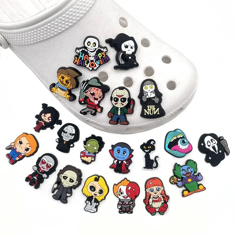 20Pcs Cartoon Halloween Shoe Charms for Kids Sandals & Clogs PVC Shoe Decorations