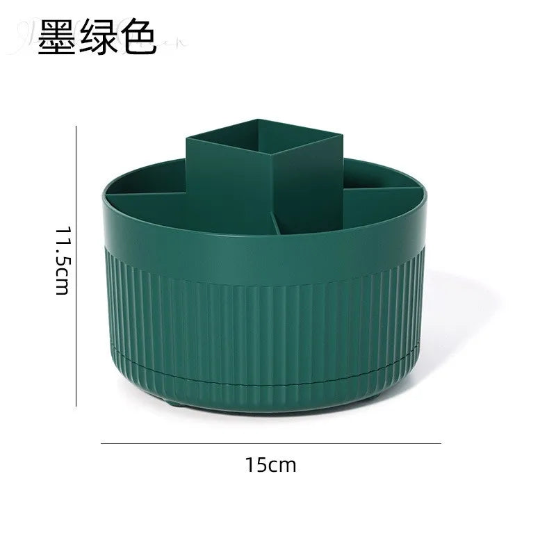 Rotating Makeup Brush & Cosmetic Storage Container with 360° Access
