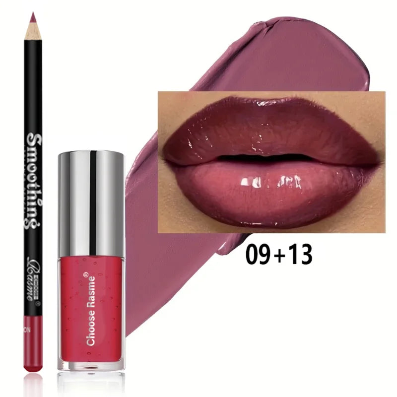 Lip Makeup Set with Lip Liner and Lip Oil - Waterproof, Long-Lasting Moisturizer