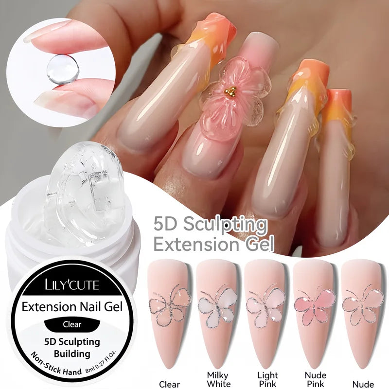 3D Nail Gel Hard Long-Lasting Overlay for Nail Art and 3D Bow Shapes