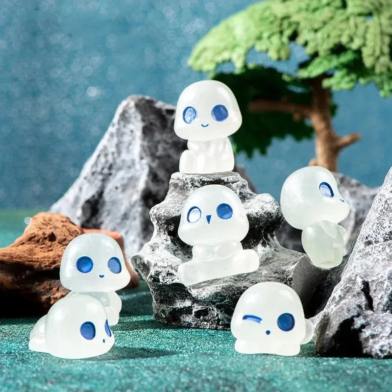 Glow in the Dark Mini Elf Figures Set - Potted Resin Fairy Garden Decor for Home & Garden