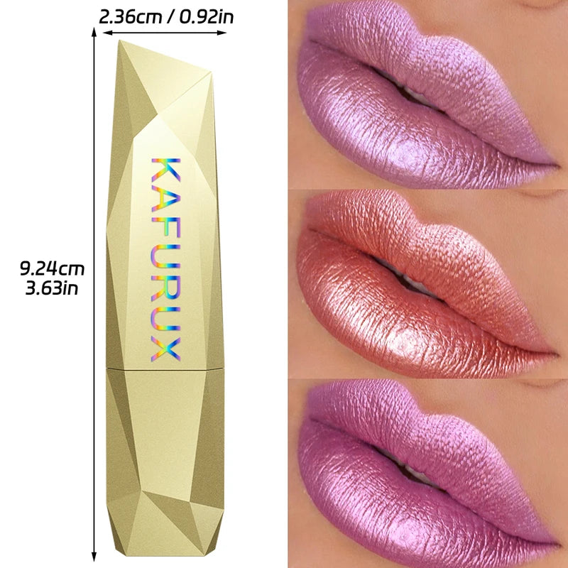 Hydrating Glitter Lipstick Set - 19 Vibrant Pearl Colors with Metallic Shine
