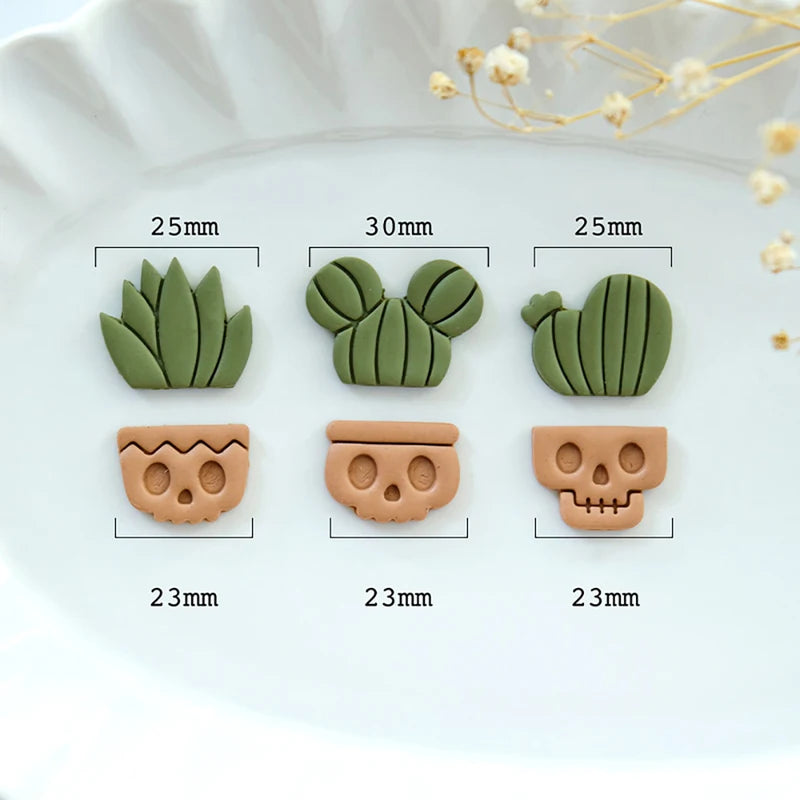 Halloween Skull Cactus Clay Cutter Set for Jewelry & Ornament Making