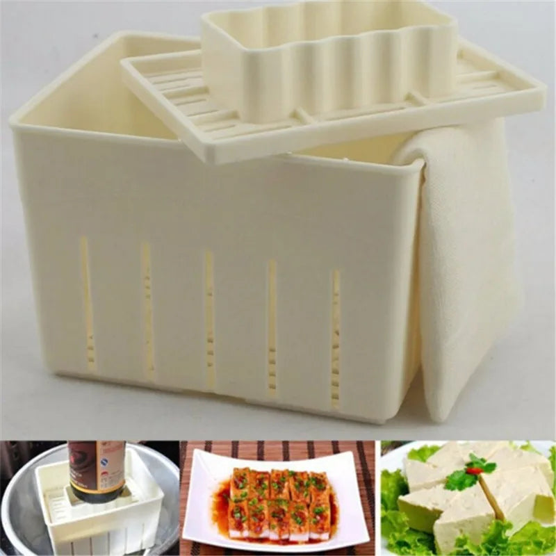 DIY Plastic Tofu Press Mold Kit for Homemade Soybean Curd Kitchen Cooking Tool