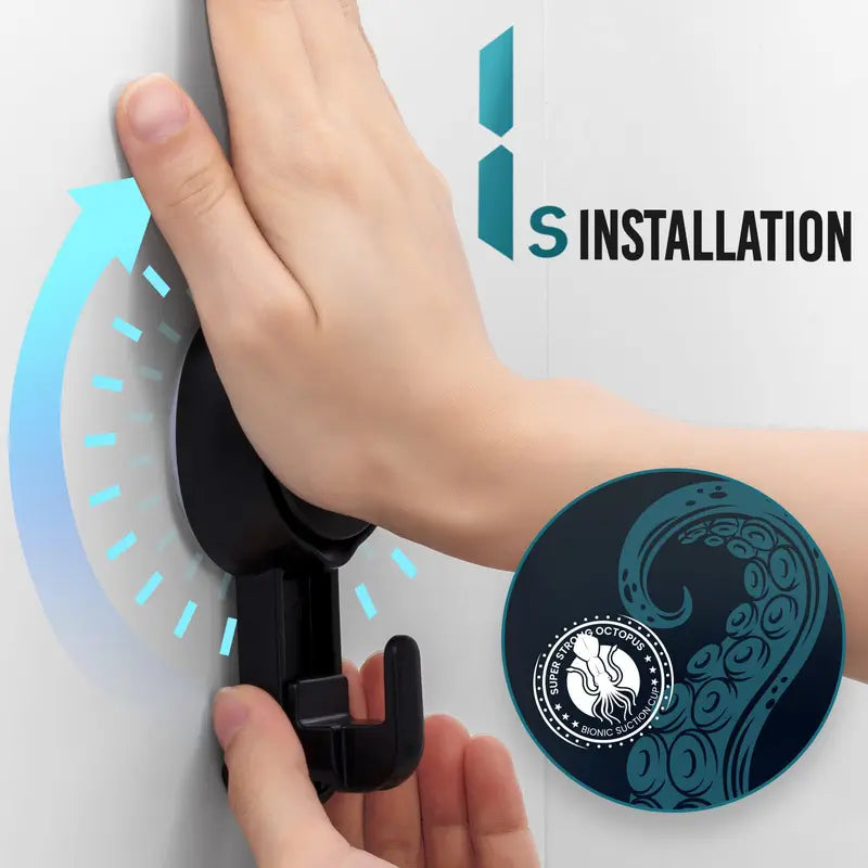 No Drilling Vacuum Suction Cup Towel Hooks Bathroom Kitchen Removable Wall Mount