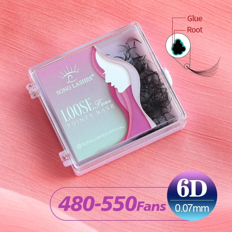 Pointed Base Premade Fan Eyelash Extensions 6D Long Stem Volume Lashes