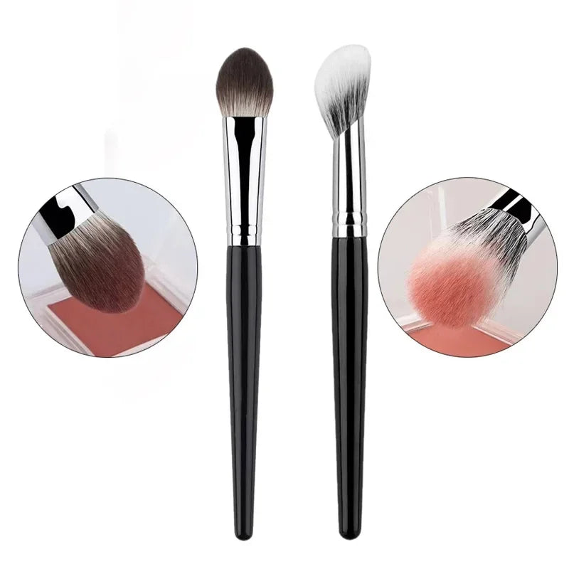 Mini Face Blush Brush Set - Powder, Cream & Liquid Makeup Tools for Precise Application
