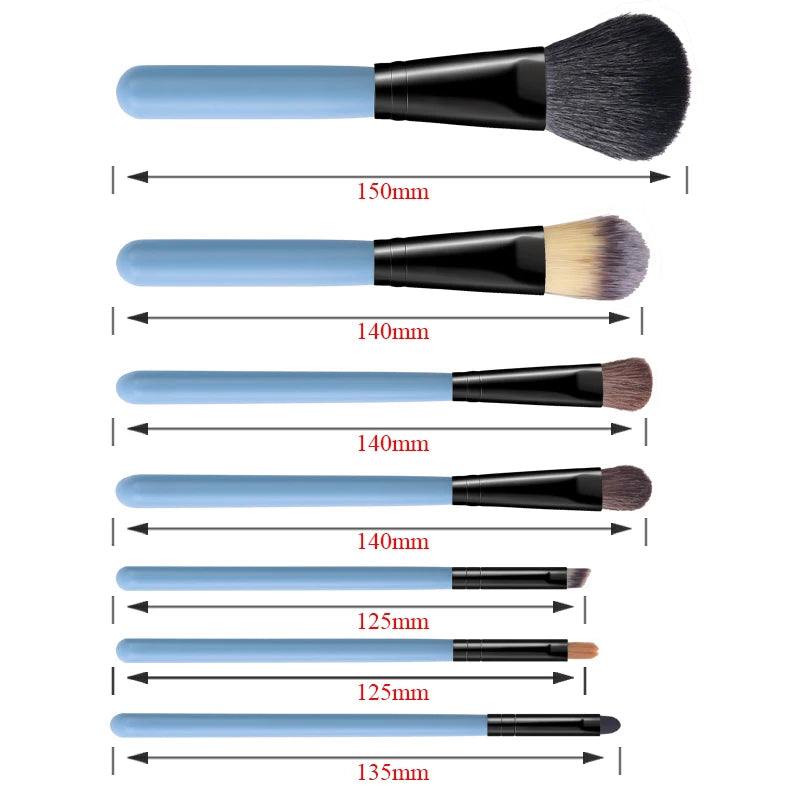 7-Piece Pink Makeup Brush Set with Leather Case - Portable Cosmetic Tools Kit