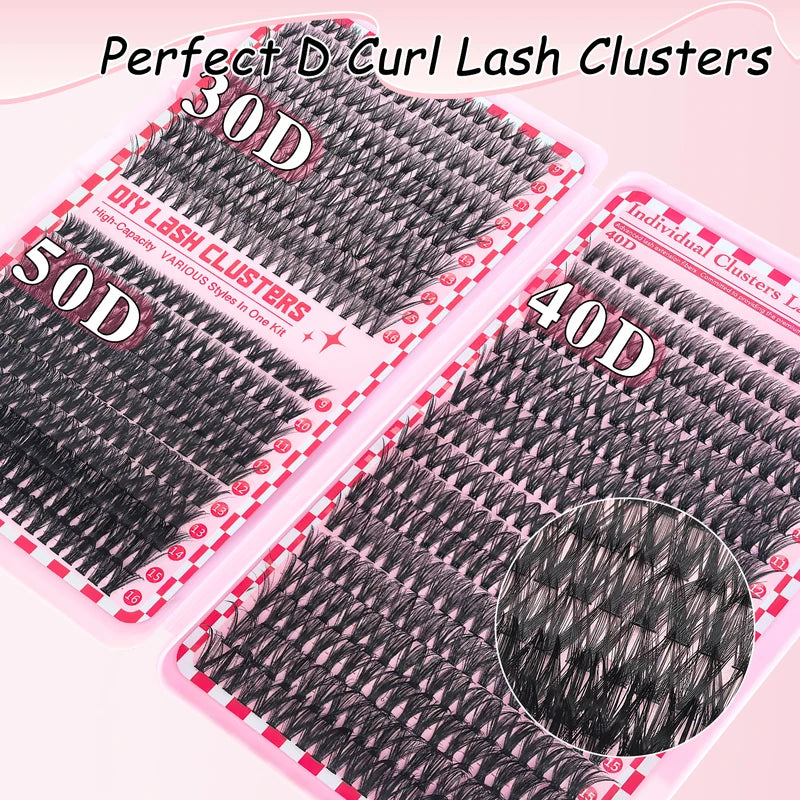 DIY Eyelash Extension Kit with Reusable False Lashes, Glue & Tweezers for Party & Stage Makeup