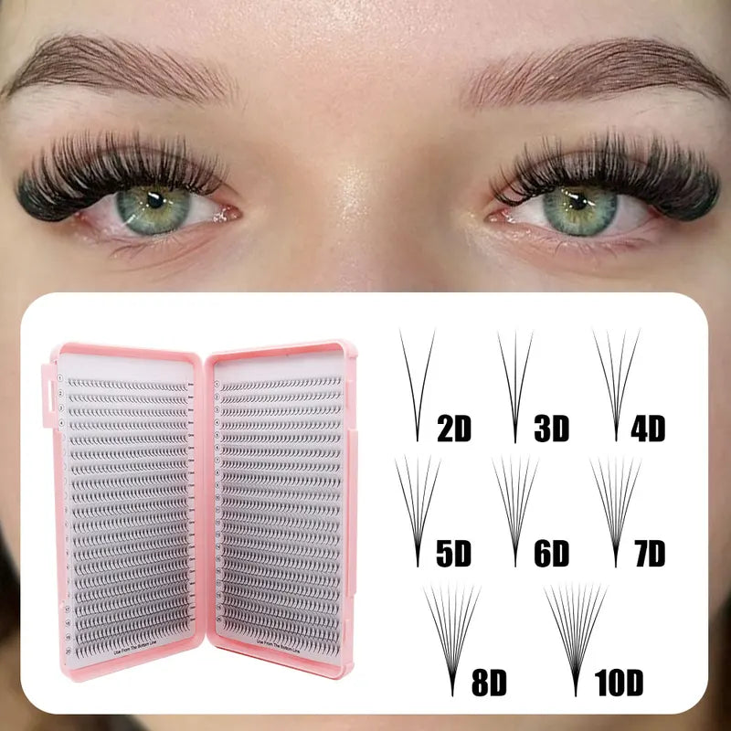 XXL Hybrid Premade Lash Fans for Eyelash Extensions Thin Root Pointed Stem