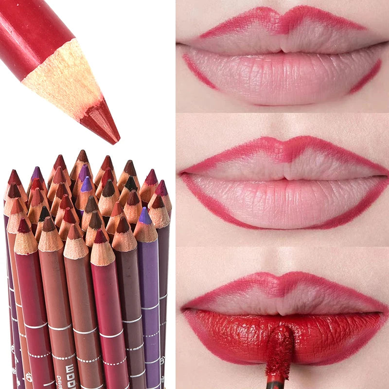Waterproof Matte Lip Liner Pencil - Long Lasting, Non-Stick Cup, 28 Colors for Women