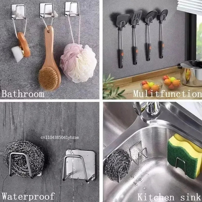 Stainless Steel Sink Sponge Holder Rack Wall Mount Organizer Kitchen Drainage