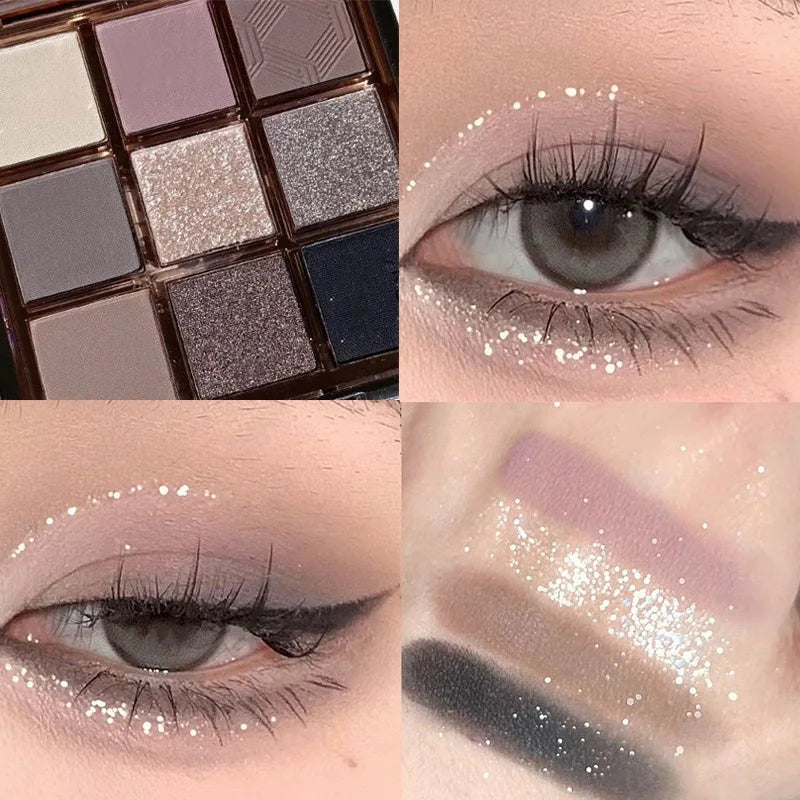 9-Color Eye Shadow Palette - Vibrant Waterproof Makeup for Festivals