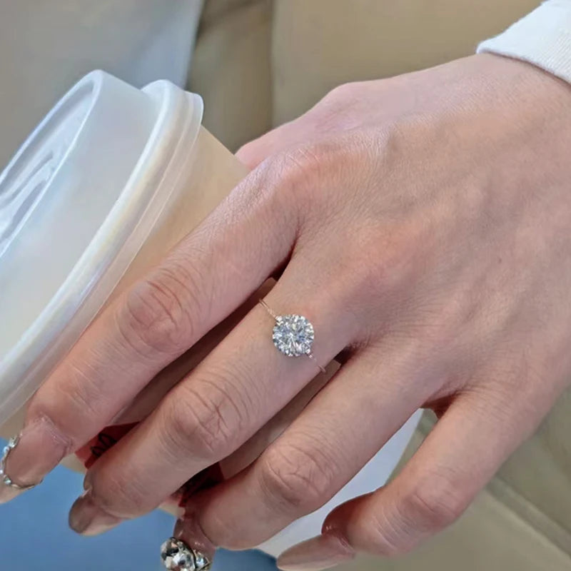Moissanite Engagement Ring 1 Carat S925 Silver Wedding Band for Women
