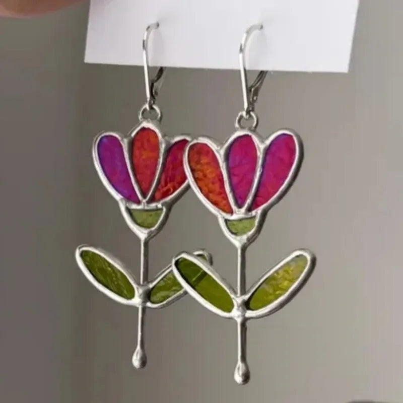 Elegant Handmade Floral Drop Earrings for Women Vintage Festival Jewelry