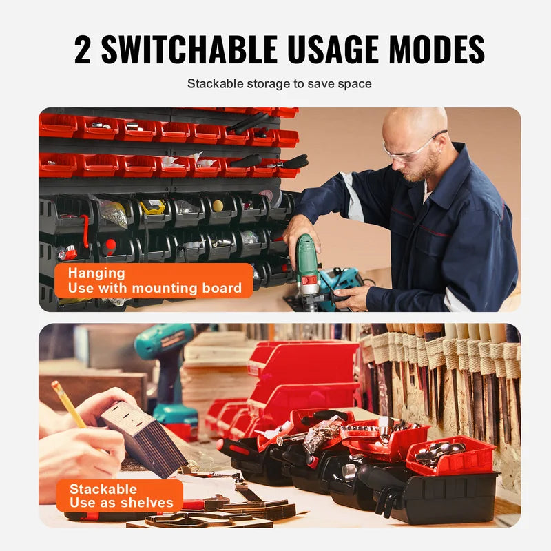 48-Pack Wall-Mounted Storage Bins for Garage and Workshop Organization