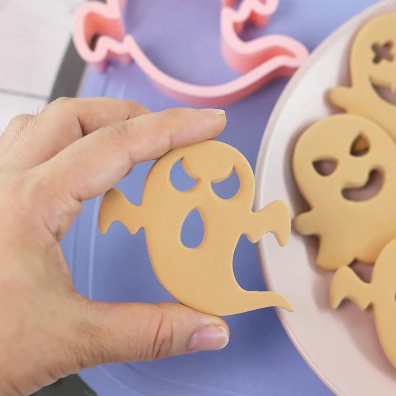 Halloween Cookie Cutter Set with Ghost Face Embosser Fondant Stamp Baking Supplies