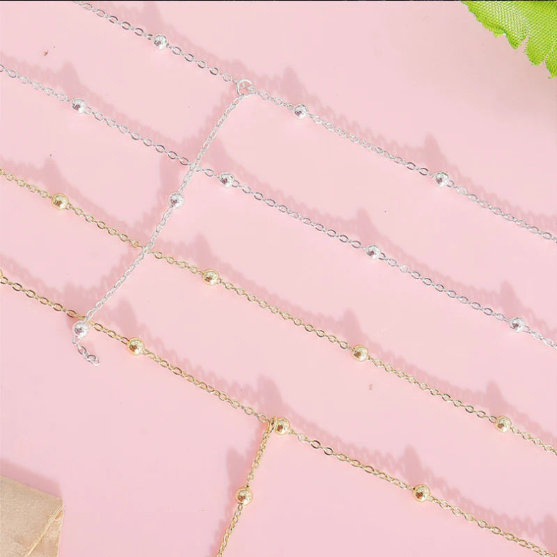Trendy Double Layer Bead Necklace for Women Long Pendant Tassel Jewelry