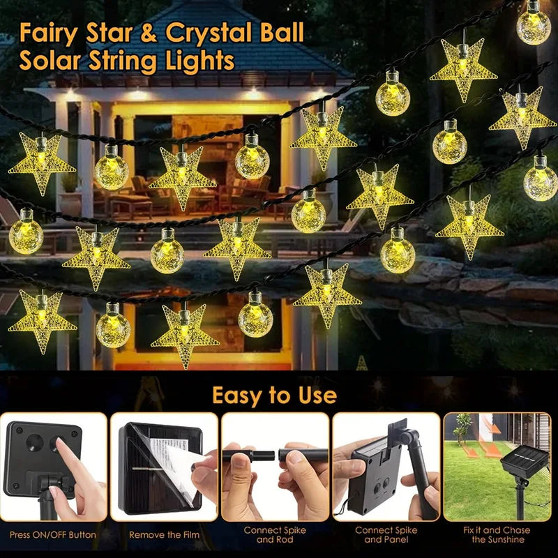 Outdoor Solar String Lights with 8 Modes for Holiday & Garden Decor