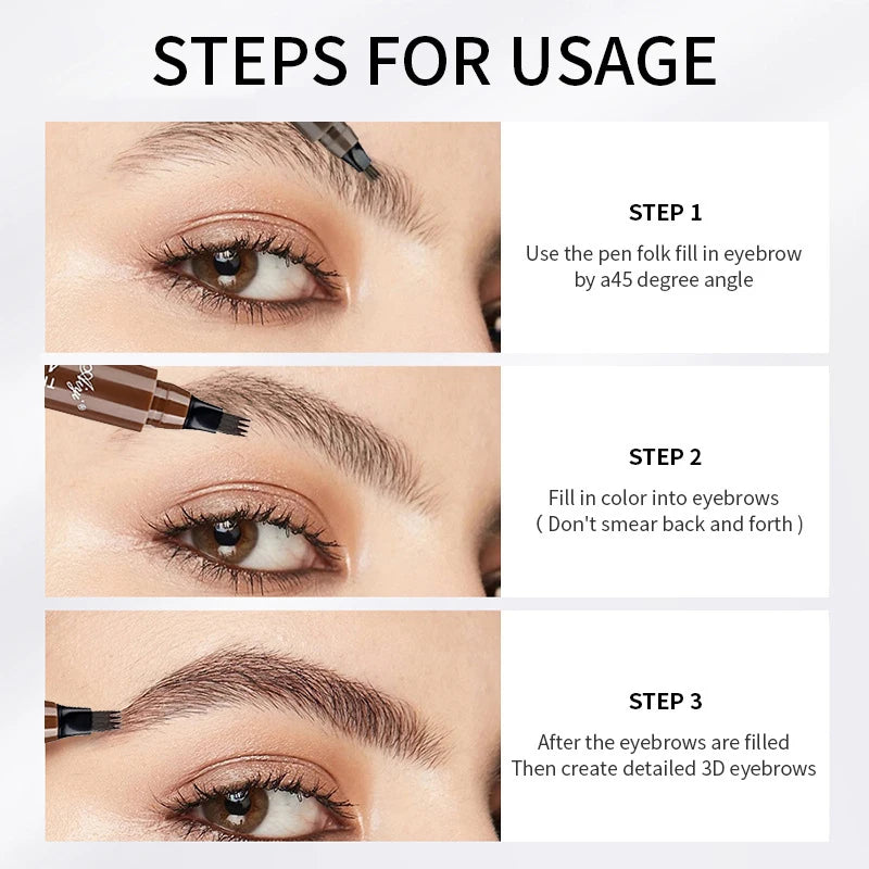 Waterproof Eyebrow Pen with Split Tip - Multiple Colors, Natural Look