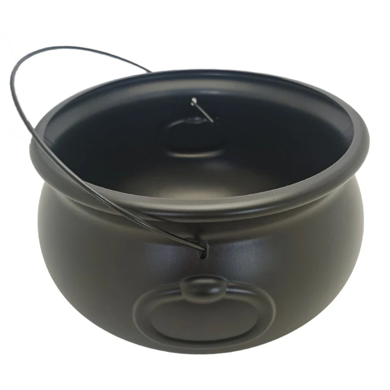 Large Black Cauldron Kettle Halloween Candy Bowl for Trick-or-Treating & Decor