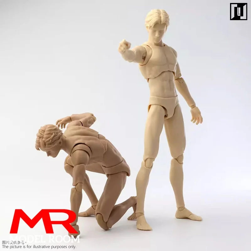 1/12 Scale Action Figure Model Kit - Male Lean Thin Joint Body, Super Flexible, 16.2cm, White & Black Variants