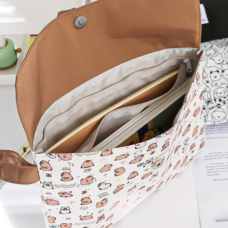Large Capacity Student File Bag Stationery Organizer with Zipper & Double Layers
