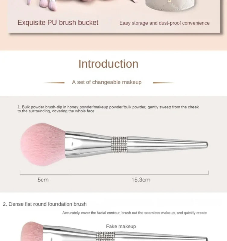 Professional Makeup Brush Set with Soft Eyeshadow, Foundation, Concealer & Blush Brushes - 11 Pcs