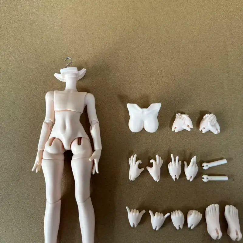 Movable 16cm Pink and White BJD Doll with Joint Handles and Accessories