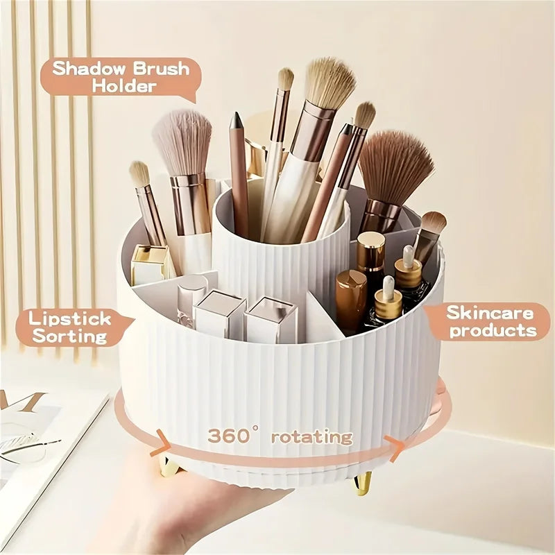 Rotating Makeup Storage Organizer Box for Brushes, Lipsticks & Skincare