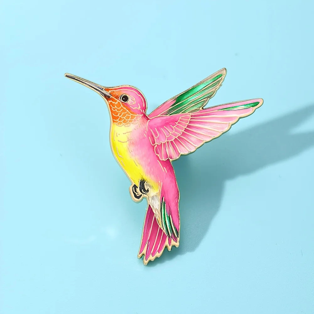 Colorful Hummingbird Enamel Brooch Lapel Pin - Zinc Alloy & Silicone Jewelry