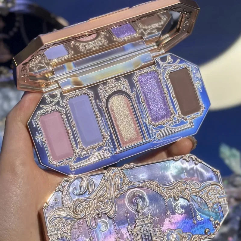 Vegan Makeup Eyeshadow Palette with 5 Vibrant Colors, Waterproof & Glitter Finish