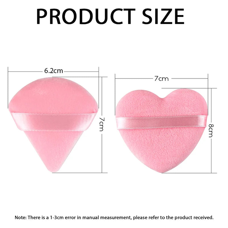 Triangle Velvet Powder Puff Makeup Sponges Set - Heart Shaped Foundation Blenders