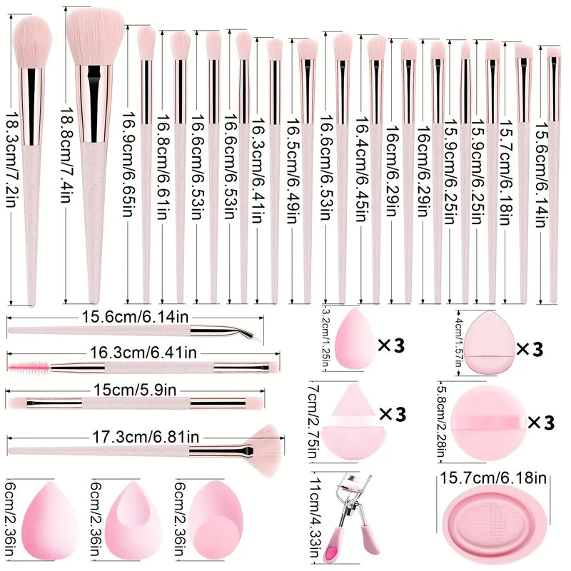 37/65 PCS Makeup Tool Kit with Brushes and Sponges - Full Cosmetic Set for Women