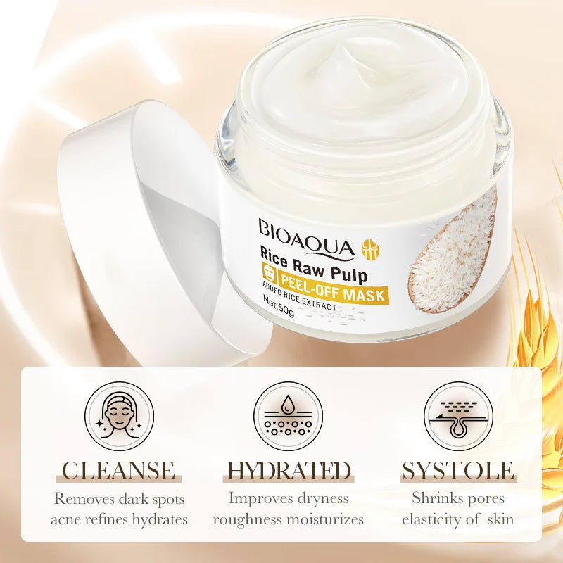 White Rice Peeling Mask for Blackhead Removal & Acne - Moisturizing Facial Peel-off