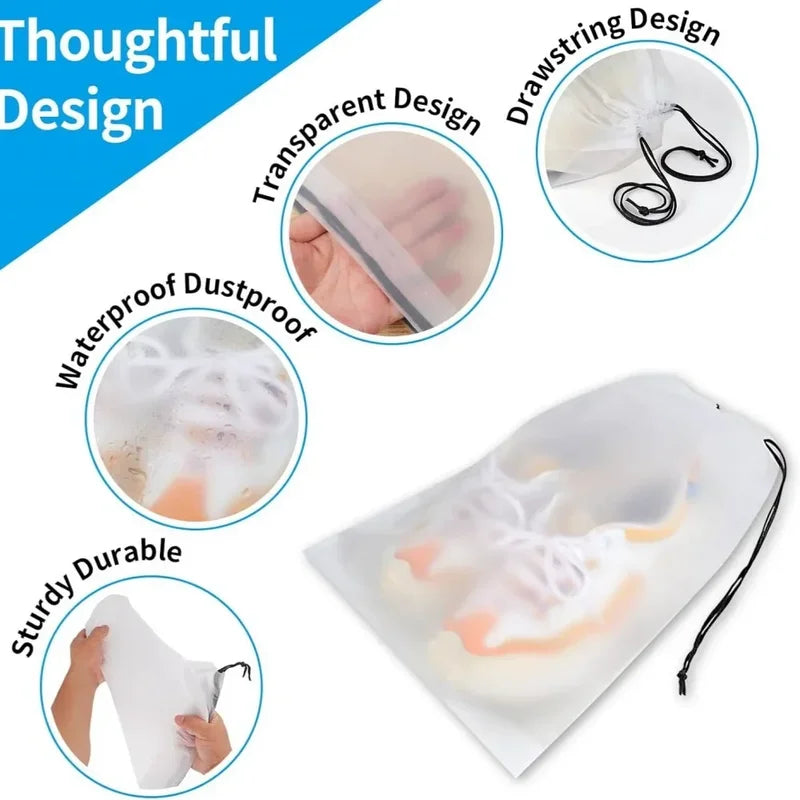 Portable Waterproof Shoe Storage Bags 5/10 Pack Drawstring Travel Organizer