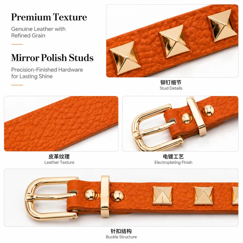 10 Color Punk Leather Bracelet for Women Men - Adjustable Bangle with Rivets & Studs
