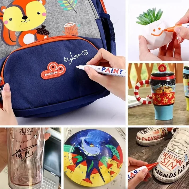 12-Pack Waterproof Permanent Paint Markers for Tires and Metal - Quick Dry & Vibrant Colors