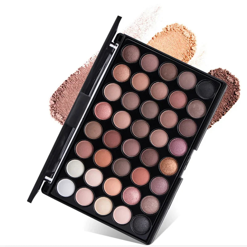40-Color Matte Eyeshadow Palette with Glitter and Brush Set - Professional Eye Makeup