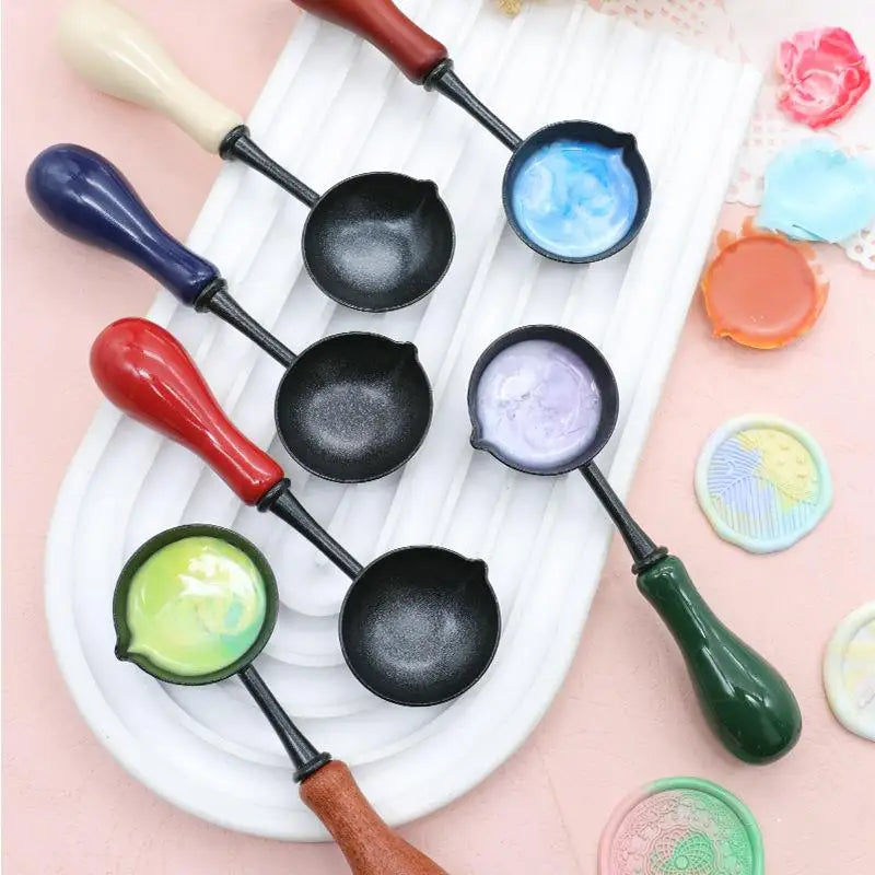Melting Wax Spoon with Wooden Handle Non-Stick Heating Tool for Candle Making