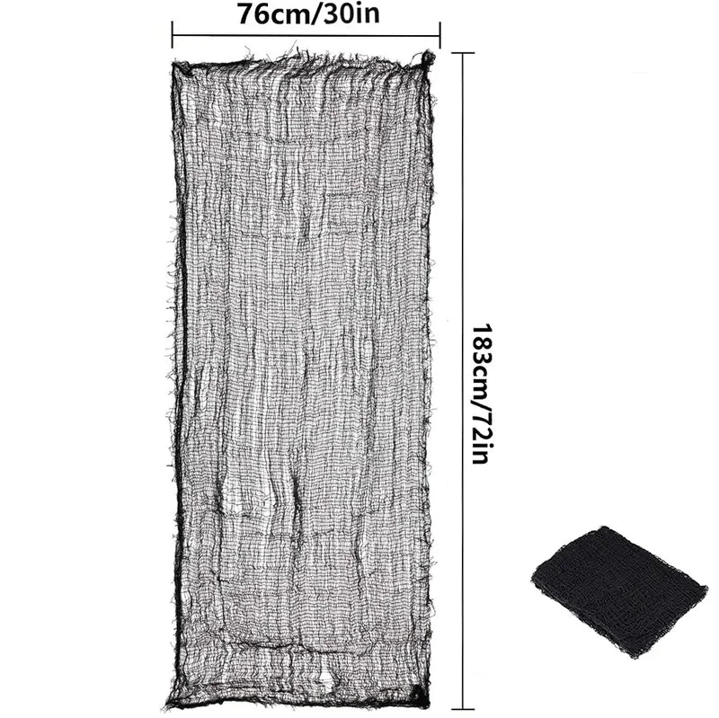 Halloween Ghost Web Decoration Mesh - Black Spaghetti Gauze for Spooky Party & Home Scene