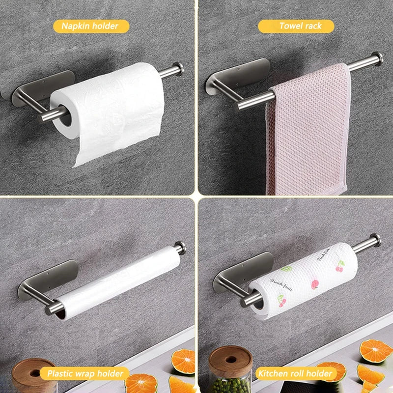 Kitchen Paper Towel Holder Dispenser with Adhesive Mount - Bathroom & Kitchen Organizer