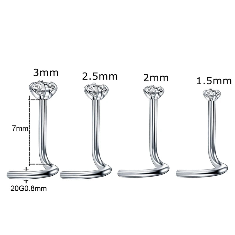 Stainless Steel Nose Piercing Jewelry Set 10/20/50 Pcs with CZ Crystals for Women
