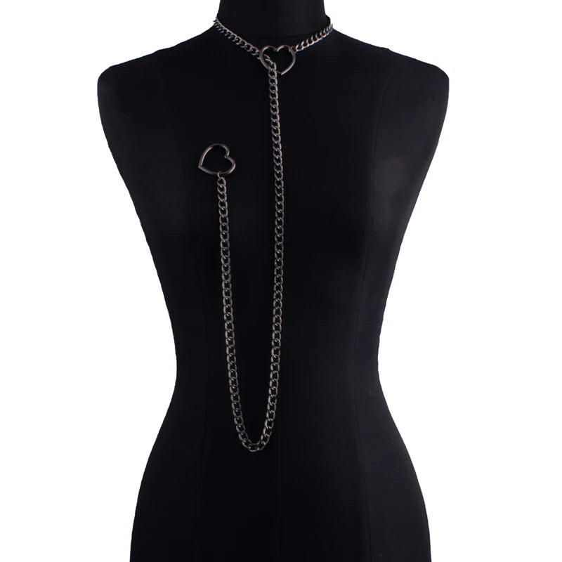 Heart Slip Chain Necklace for Women Punk Rock Goth Jewelry Accessories