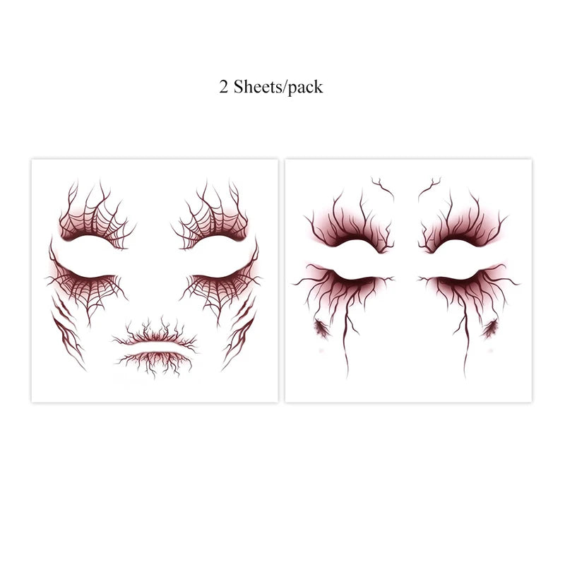 2pcs Vein Design Fake Tattoo Stickers Waterproof Body Art for Halloween
