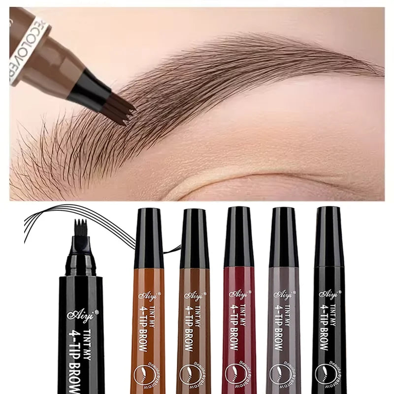 Waterproof Microblading Eyebrow Pencil Set - Natural Long-Lasting Finish, 5 Colors