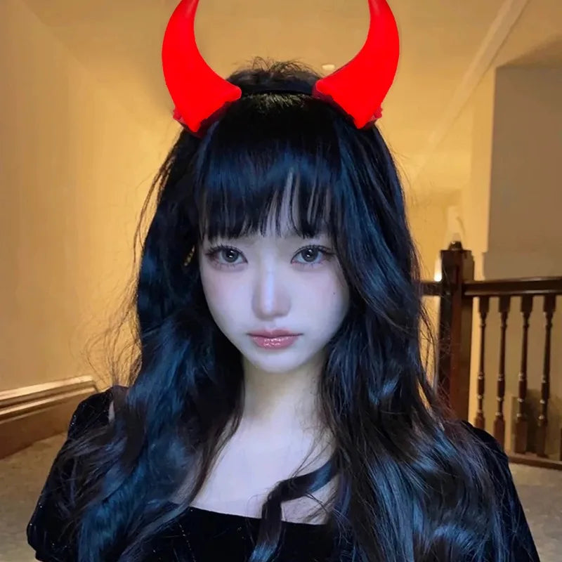 Glow LED Devil Horns Headband for Halloween Costume Party Adjustable Light-Up Headwear